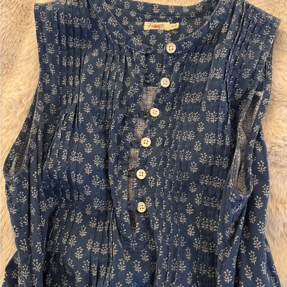 Faherty Blue Geometric Midi Dress
